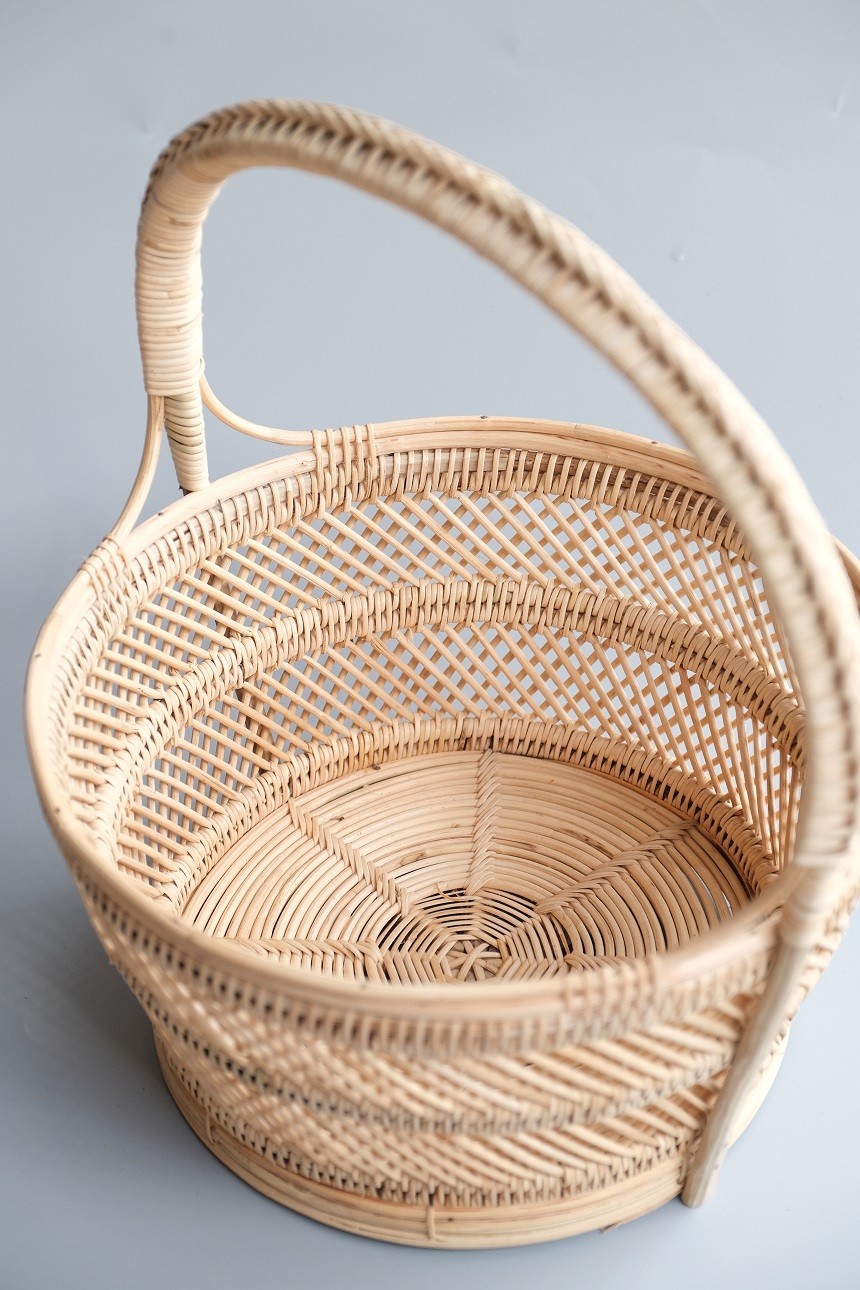 ตะกร้าทรงกลม 2 ชั้น ไม่ถักปาก