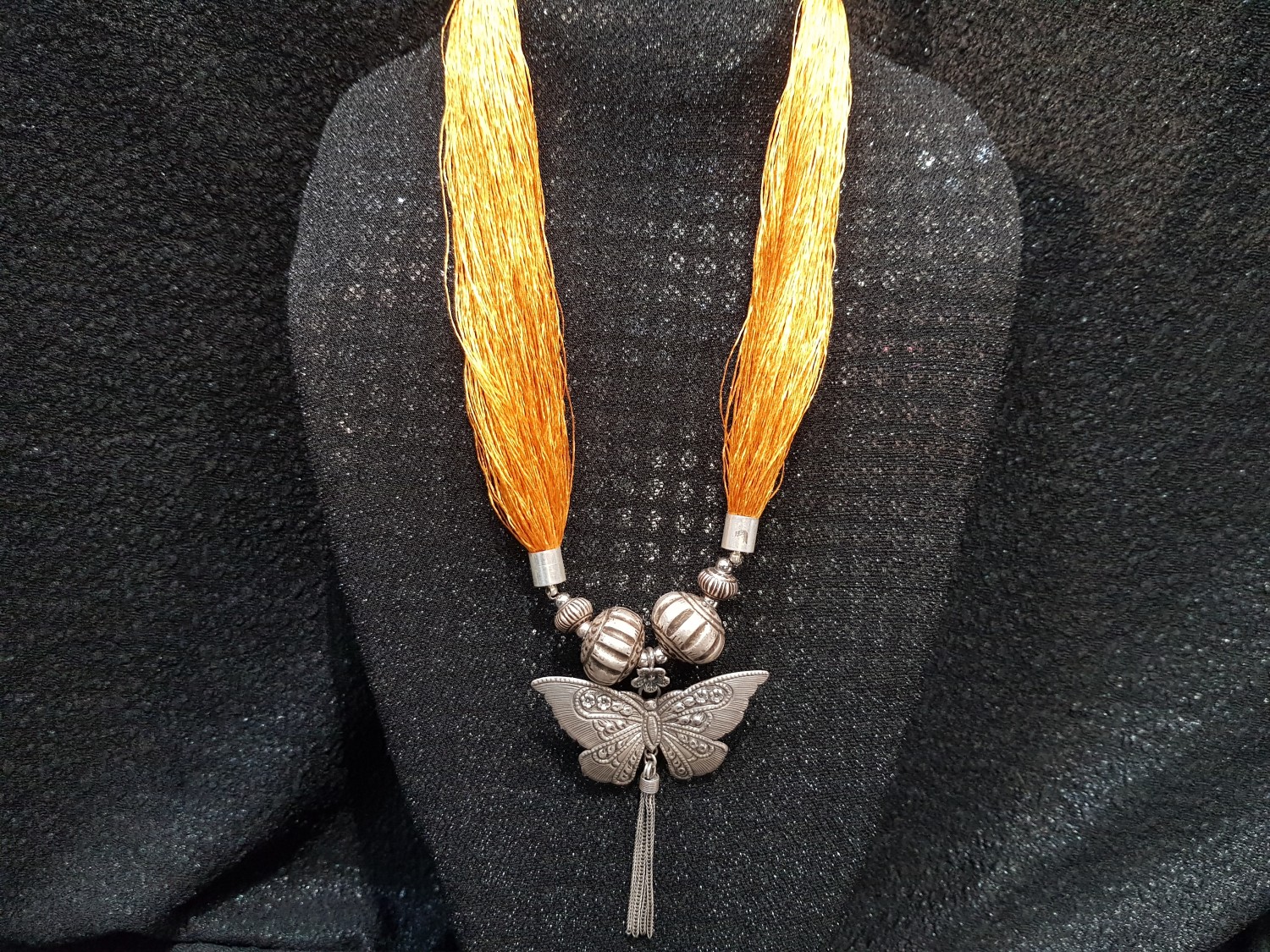 สร้อยไหมาเหลืองทอง+จี้เงิน