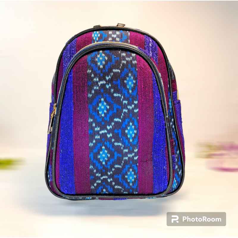 กระเป๋าผ้าเศษใยไหมผสมเส้นใยฟางข้าว ขนาด 19×27×11 cm.