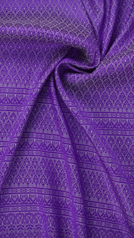 (ผ้าชุด)ไหมยกดอกสุรินทร์ ขนาด 1x4เมตร (ลาย 2เมตร+สีพื้น 2เมตร) สีม่วง รหัส N10-66-0822674 รหัสสินค้า SKU-31819