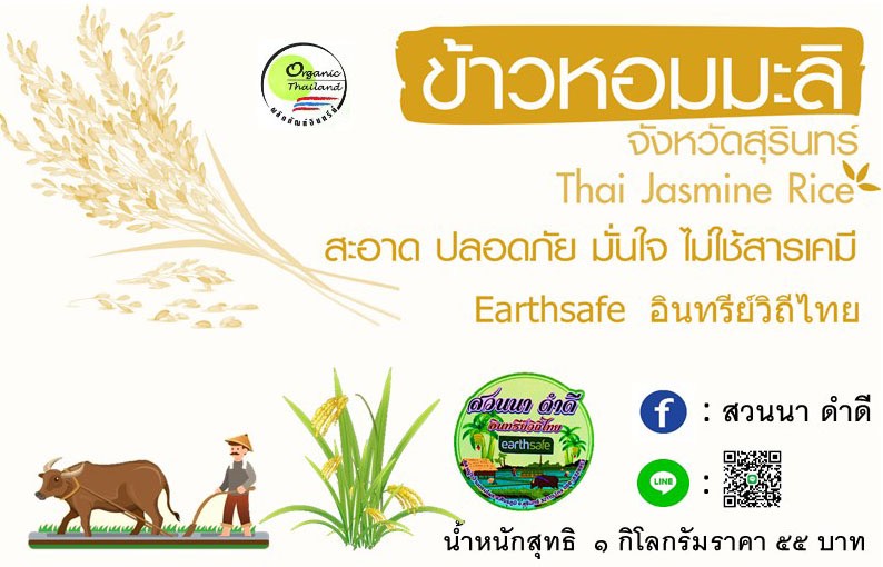 ข้าวหอมมะลิ อินทรีย์ วิถีไทย  1 แพ็ค บรรจุ 1 กิโลกรัม