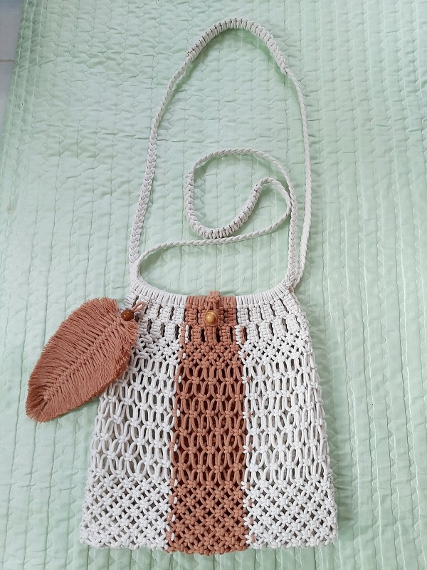 กระเป๋า macrame  ทูโทน