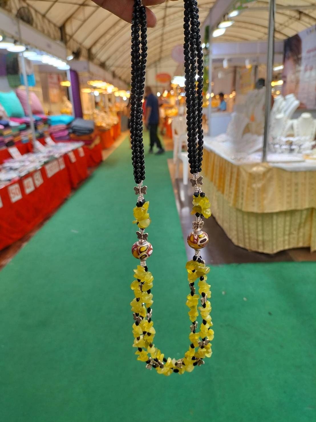 สร้อยหินสีเปลือกมะนาว3สาย