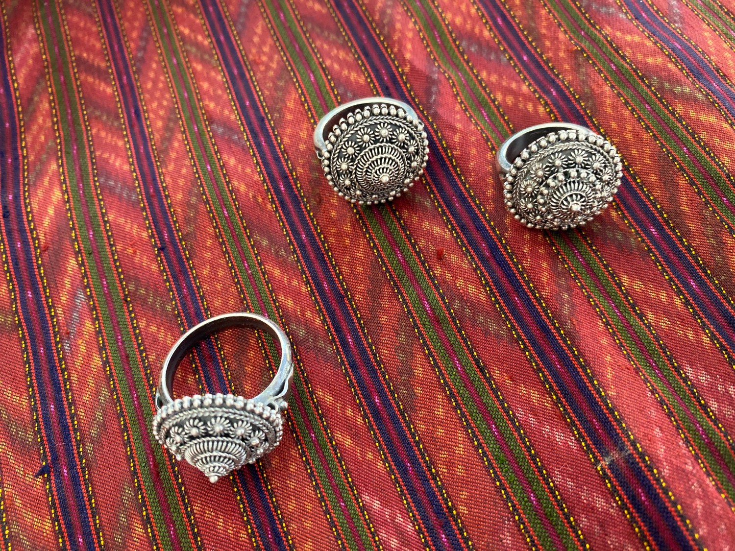 แหวนเงินเเท้ตะเกาลายดอกตั้งโอ๋