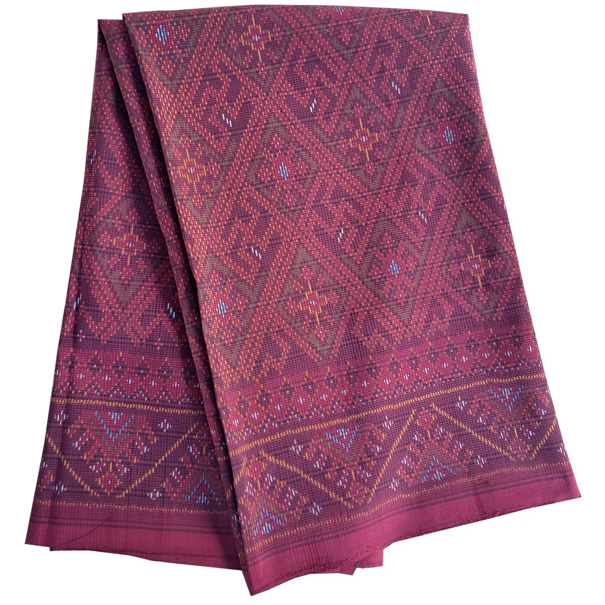 ผ้าไหมมัดหมี่ ลายทะเลลึก สีเคมี ขนาด 1*2 เมตร 3 ตะกอ