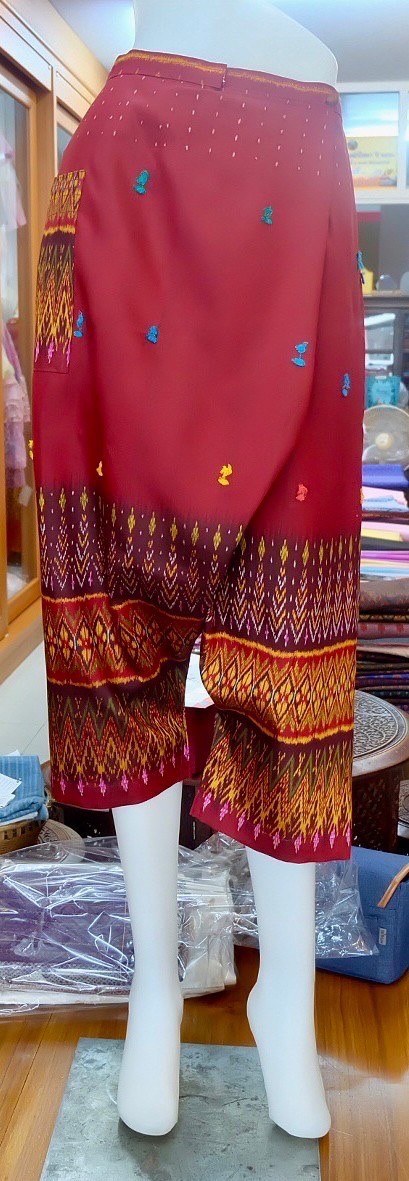 กางเกงผ้าไหมมัดหมี่