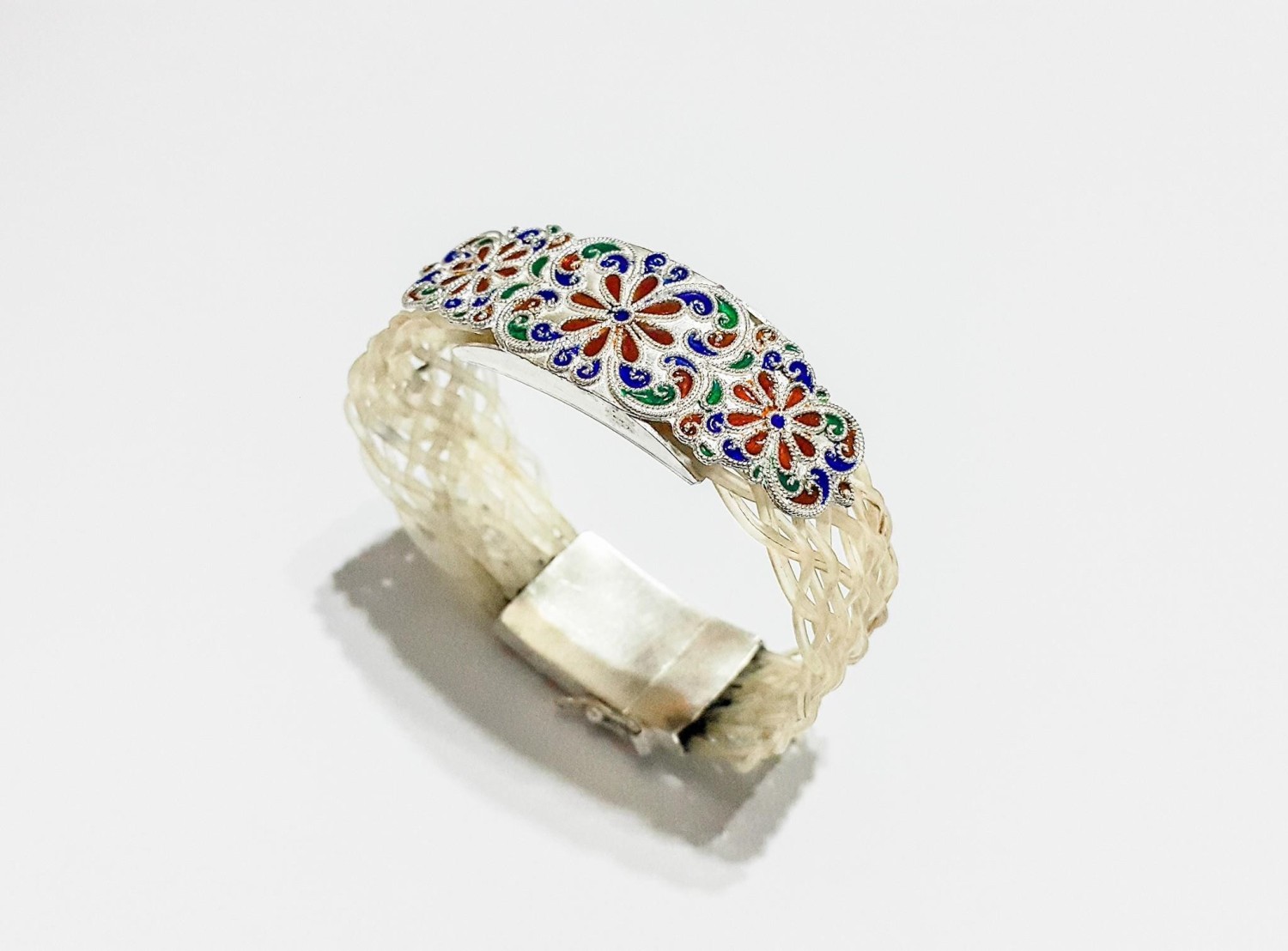 กำไลหางช้างถักเปียจับเงิน2