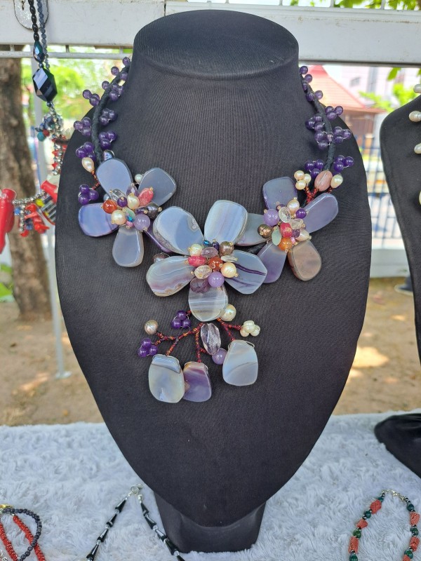 สร้อยหินสีม่วง(อเมทิสต์) ยาว 18 นิ้ว