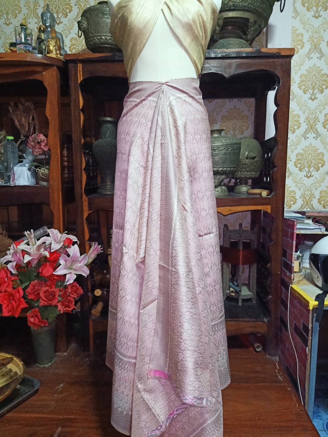 ผ้าไหมมัดหมีสีธรรมชาติ