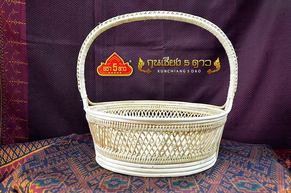 กระเช้าหวาย ปากกลม ไม่ถักปาก