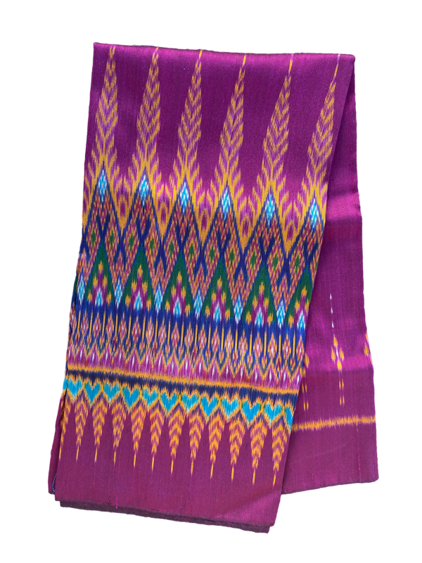 ผ้าไหมลายครึ่ง(สีบานเย็น)